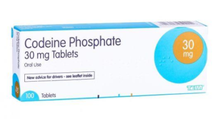 Codeine Phosphate 30mg verpakking met tabletten voor pijnverlichting