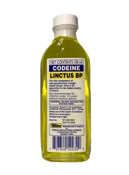 CODINE LINCTUS BP 100 ml flesje met medicinale codeïne hoestsiroop
